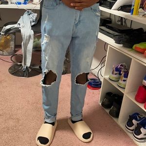 Bright blue ripped ROMWE jeans